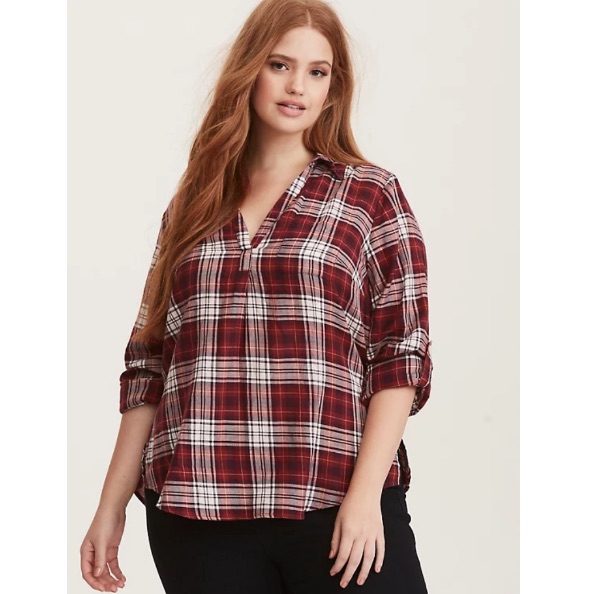 Torrid Plaid Twill Pullover Top